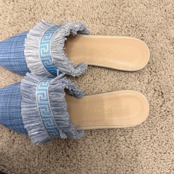 Michelle McDowell Blue Fringe Mules - Picture 4 of 7